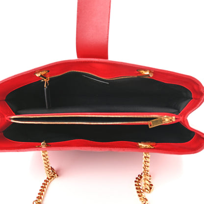Saint Laurent Grain De Poudre Matelasse Chevron Monogram Shopping Bag Red 5 of 10