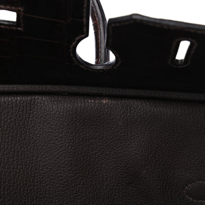 Hermes Shiny Porosus Crocodile Birkin 35 Cocoan 31 of 31