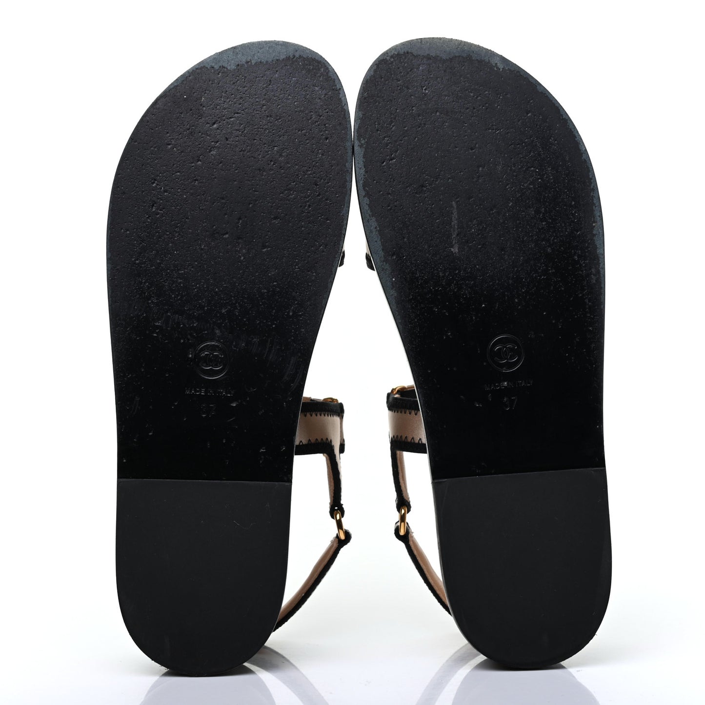 Satin CC Platform Sandals 37 Beige Black