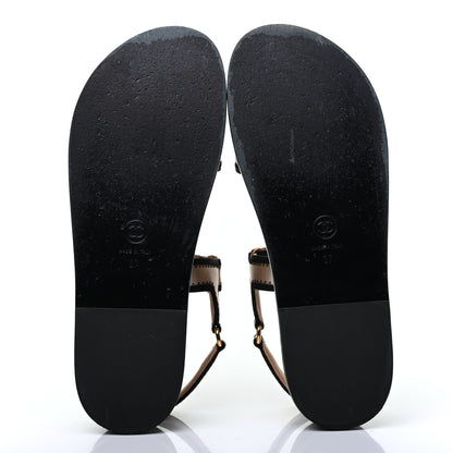 Chanel Satin CC Platform Sandals 37 Beige Black 4 of 15