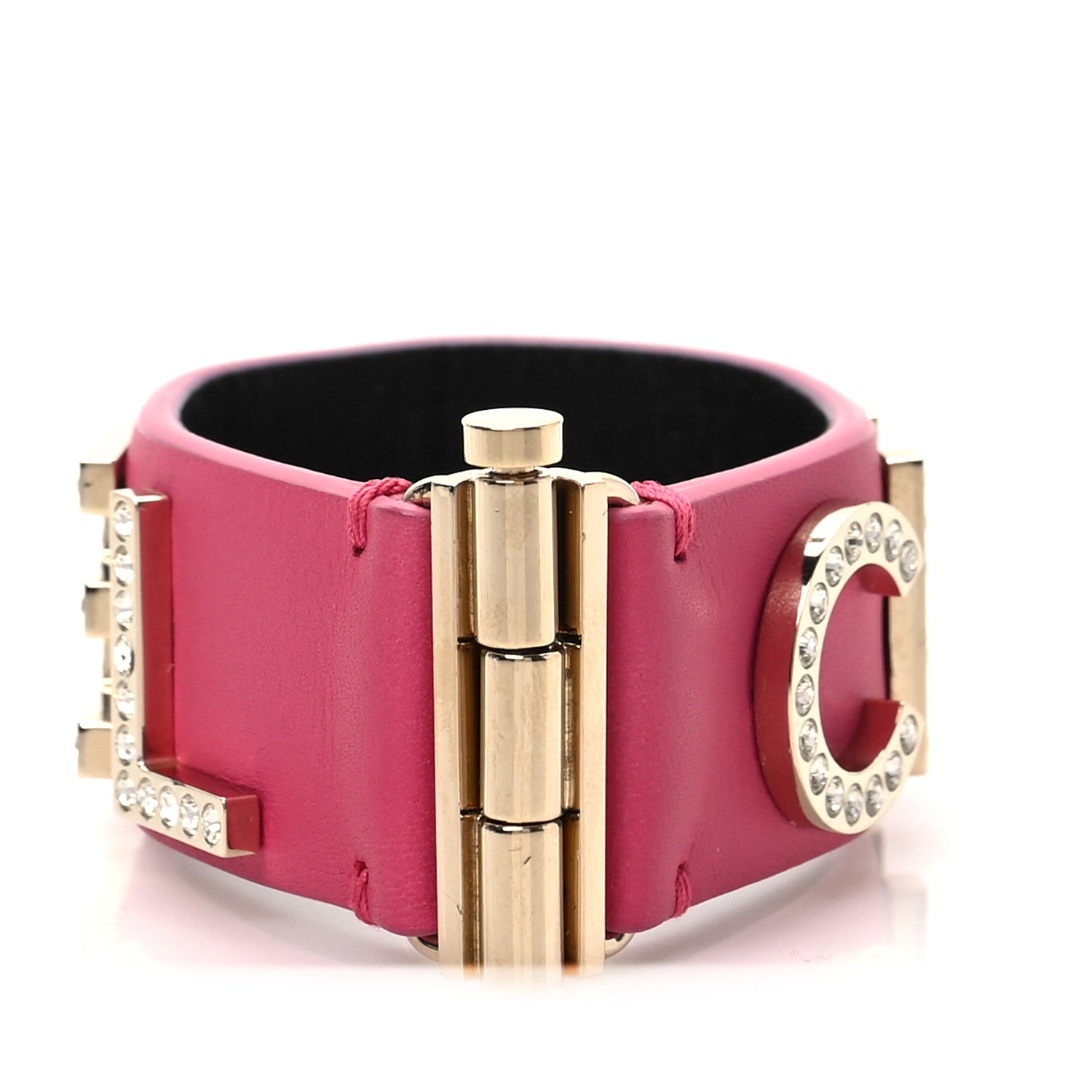 Chanel Crystal Lambskin Cha-Nel Logo Cuff S Pink 4 of 6