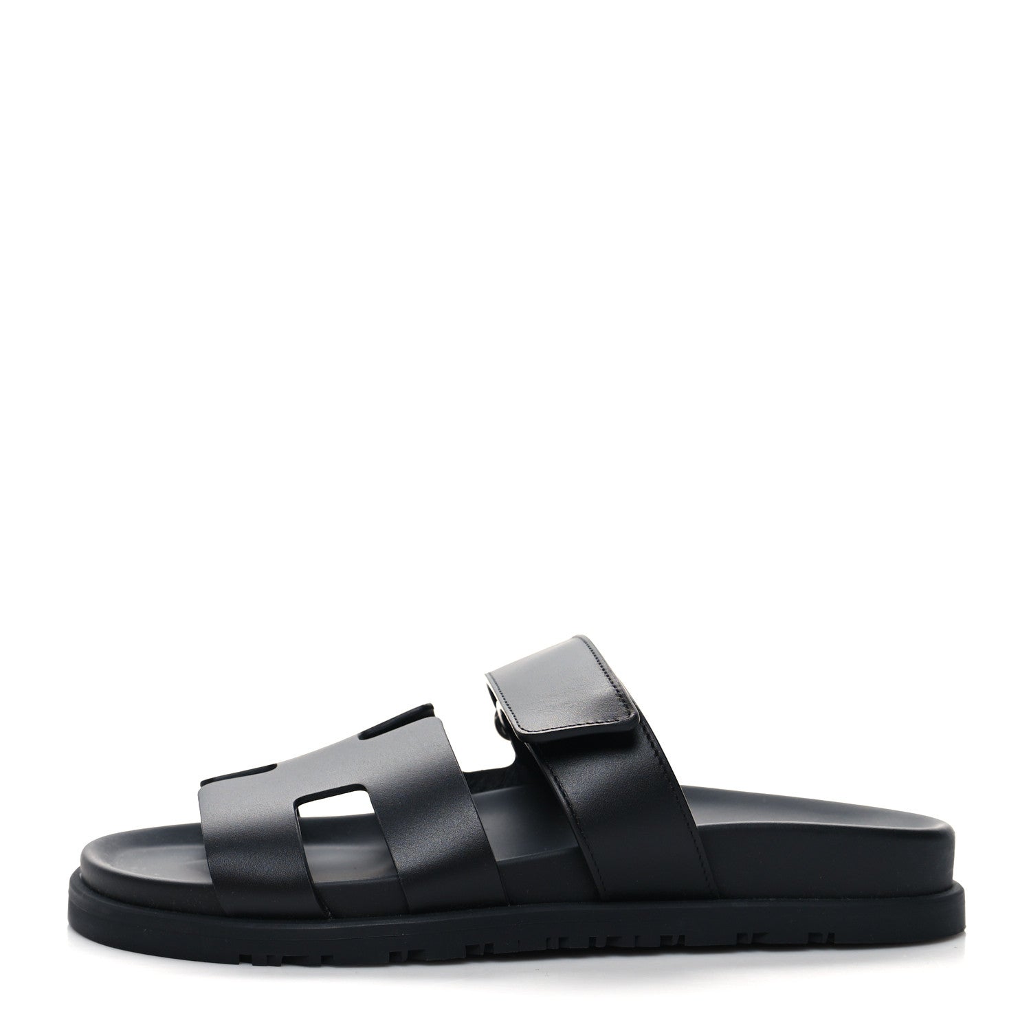 Hermes Calfskin Womens Chypre Sandals 37 Black 1 of 9