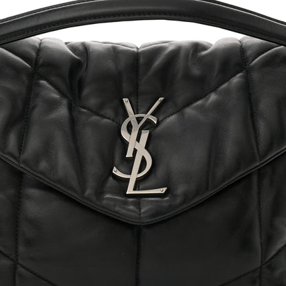 Saint Laurent Lambskin Quilted Medium Loulou Puffer Monogram Chain Satchel Black 8 of 13