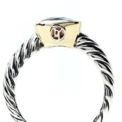David Yurman Sterling Silver 18K Yellow Gold Blue Topaz 8mm Noblesse Ring 51 5.75 7 of 7