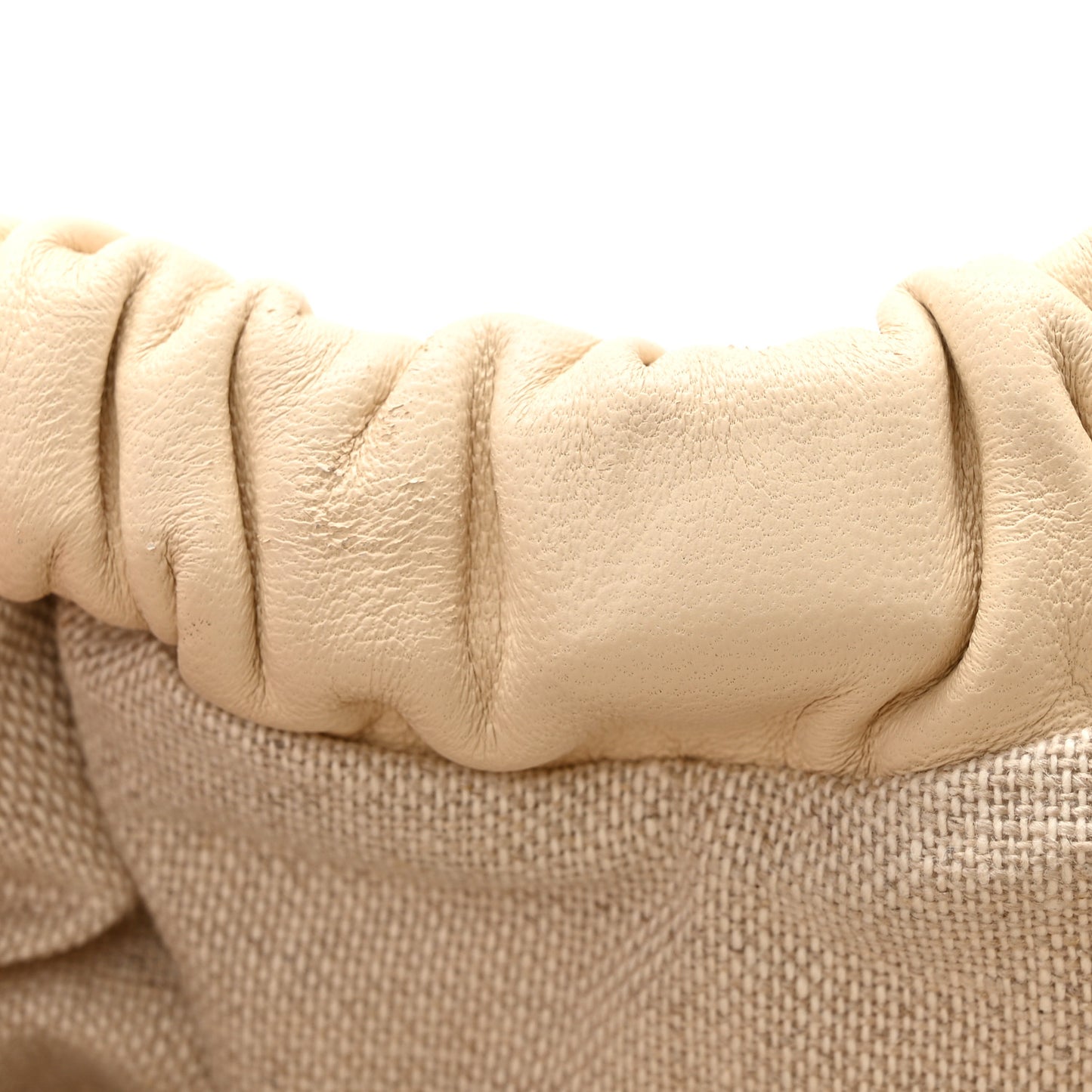 Raffia Lambskin Woven Mini Cloud Clutch Natural Avorio