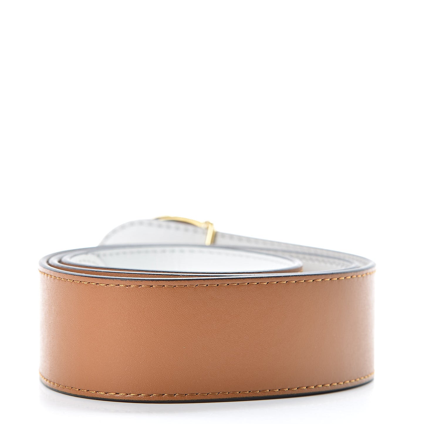 Vitello Liberty F is Fendi Bi-Color Reversible Belt 85 Caramello White
