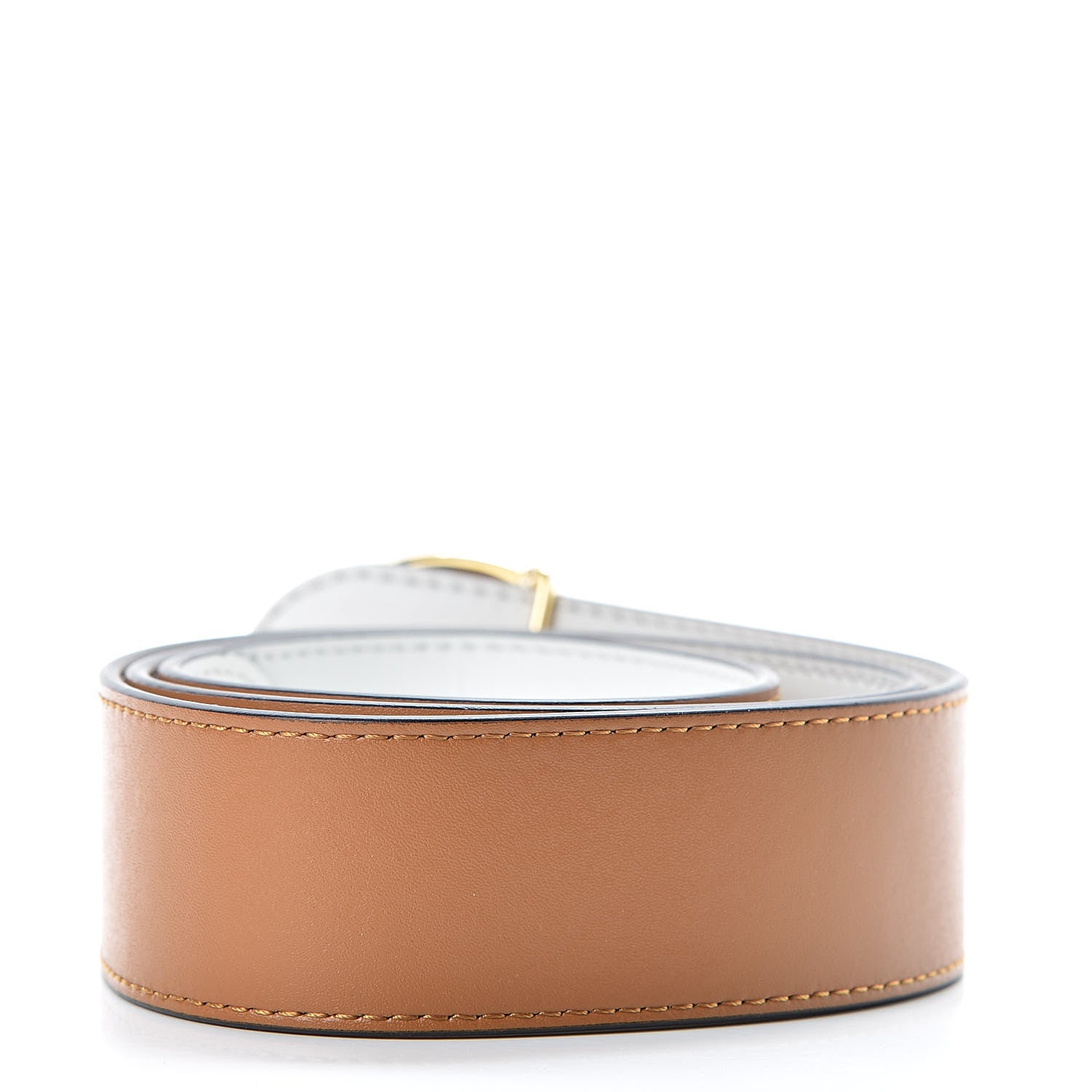 Fendi Vitello Liberty F is Fendi Bi-Color Reversible Belt 85 Caramello White 3 of 6