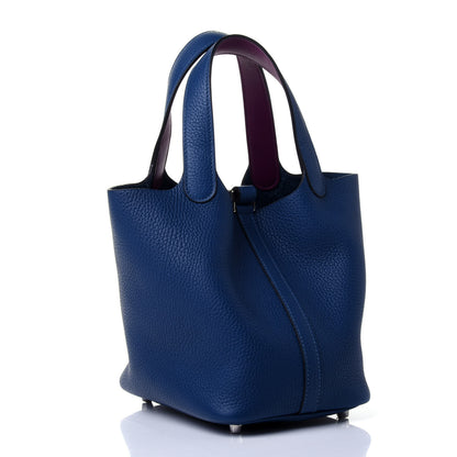 Hermes Taurillon Clemence Swift Eclat Picotin Lock 18 PM Deep Blue Anemone 2 of 5