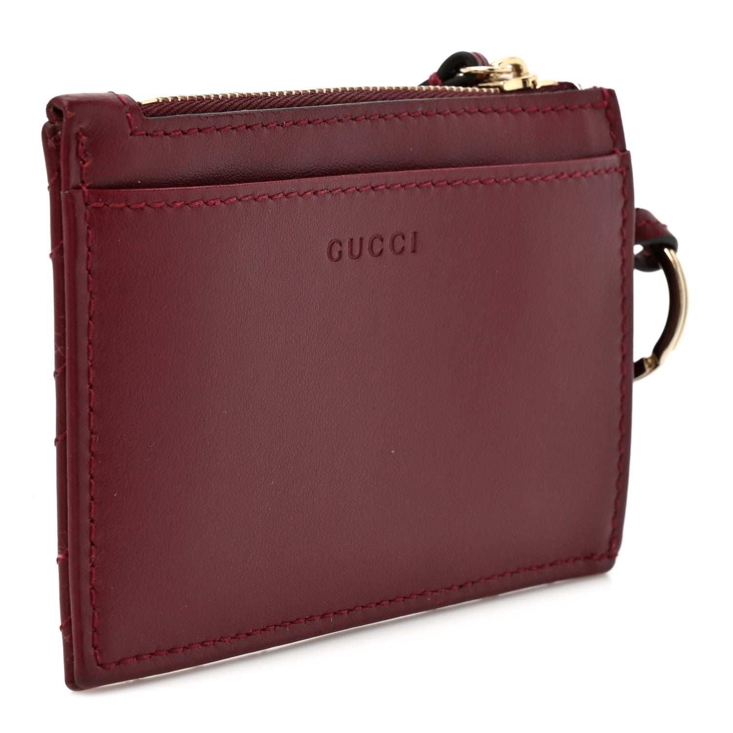 Gucci Lambskin Matelasse GG Marmont Zip Key Pouch Rosso Ancora 3 of 8
