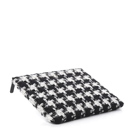 Chanel Tweed Quilted Medium Cosmetic Pouch Black Ecru White 3 of 7