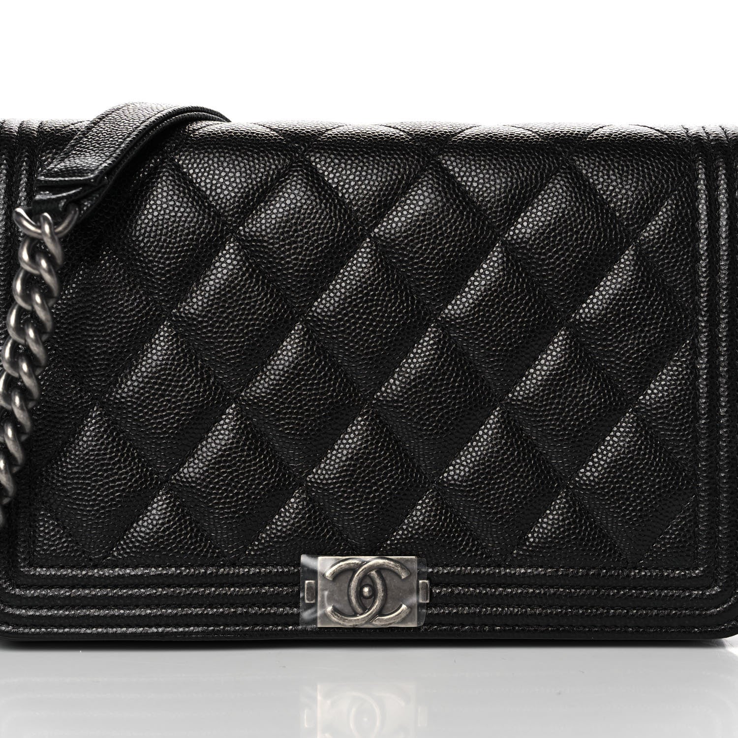 Chanel Caviar Quilted Boy Wallet On Chain WOC Black 8 of 12