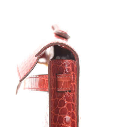 Hermes Shiny Porosus Crocodile Kelly Cut Pochette Sanguine 16 of 30