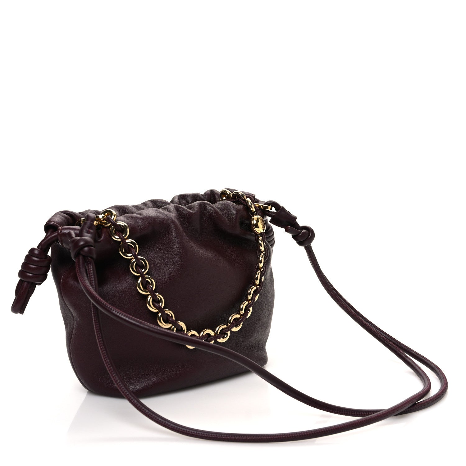 Loewe Mellow Nappa Donut Chain Mini Flamenco Knot Clutch Dark Burgundy 3 of 11