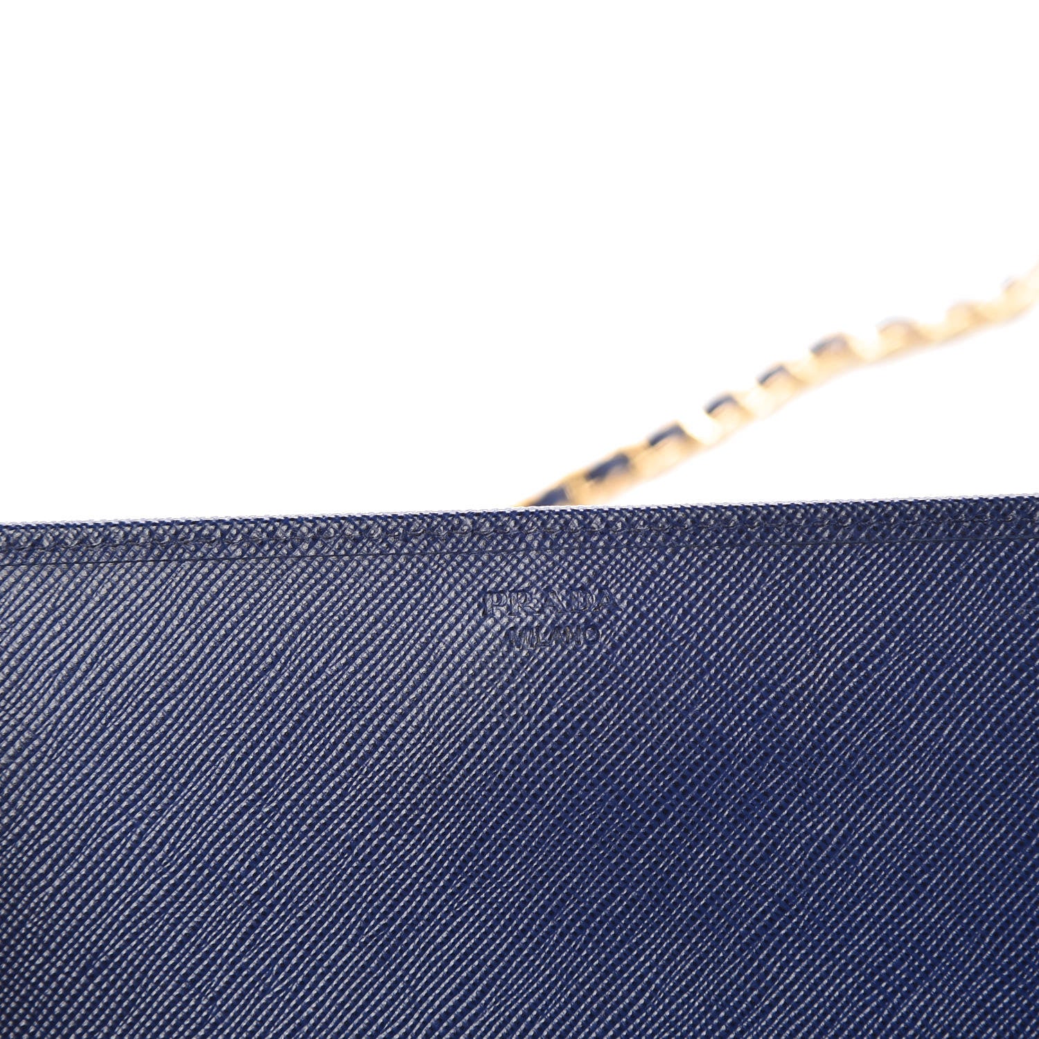 Prada Saffiano Metal Oro Chain Wallet Bleuette 5 of 6