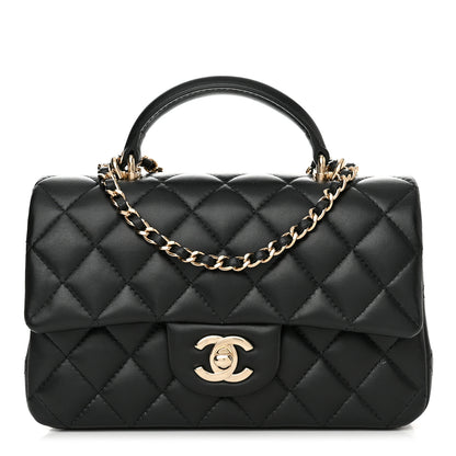 Chanel Lambskin Quilted Mini Top Handle Rectangular Flap Black 1 of 10