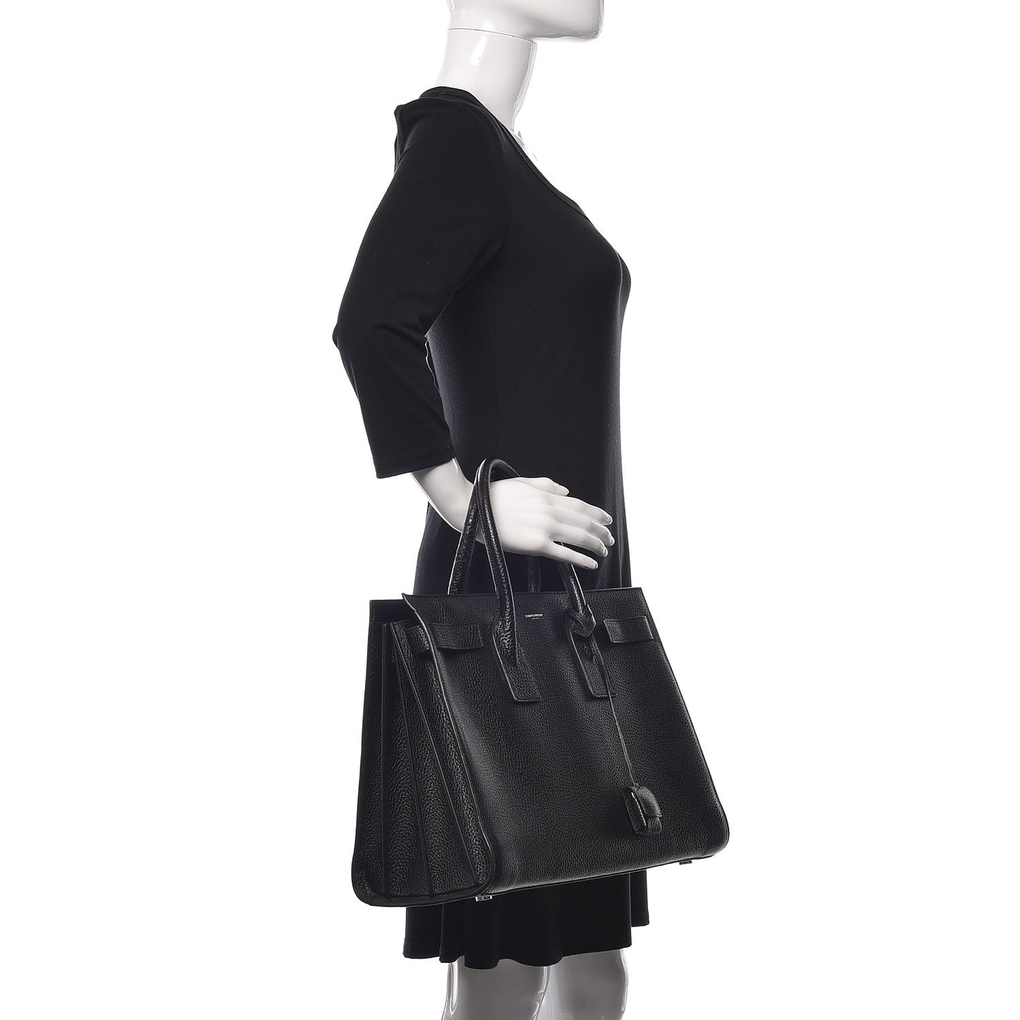 Grained Calfskin Large Sac De Jour Carryall Black