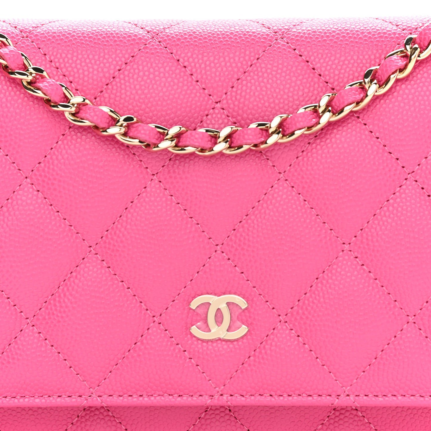 Caviar Quilted Wallet on Chain WOC Dark Pink