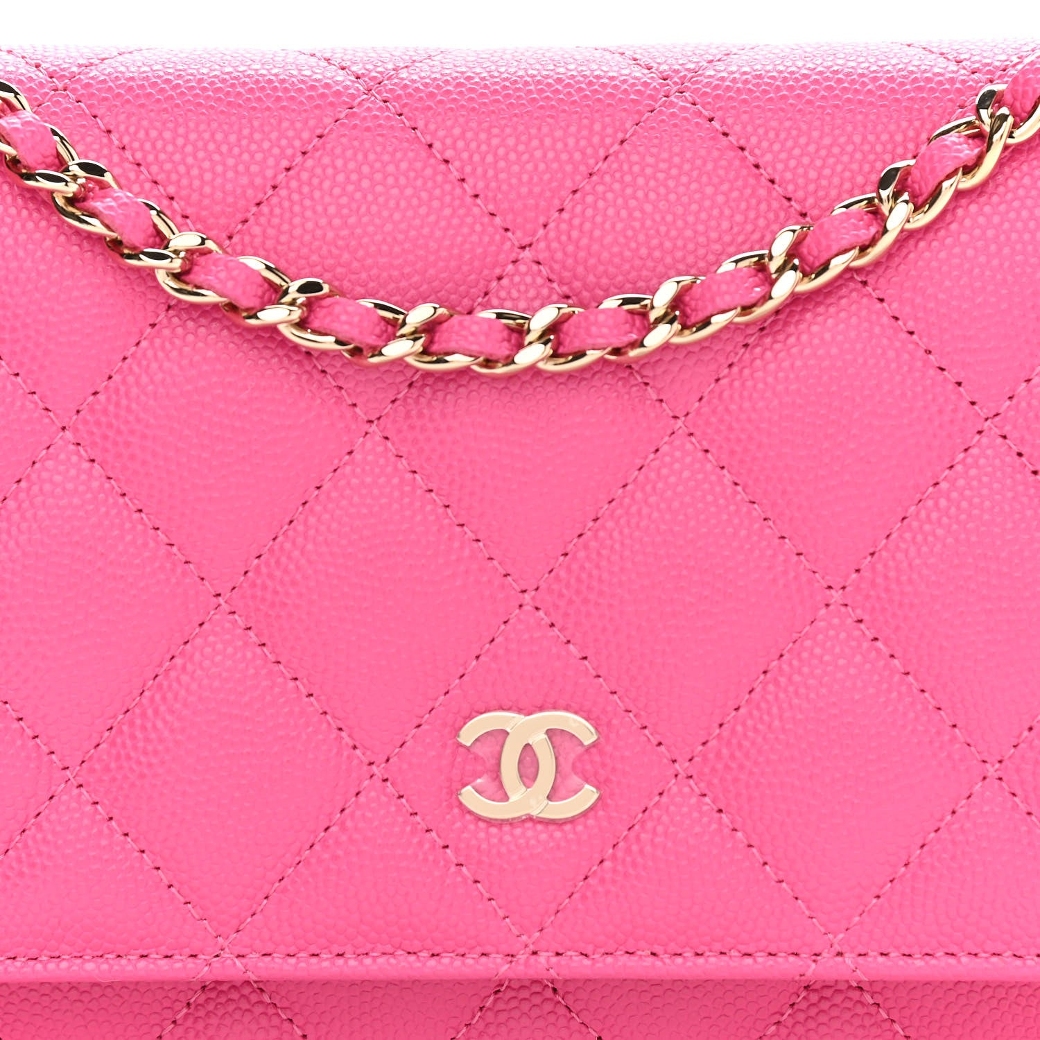 Chanel Caviar Quilted Wallet on Chain WOC Dark Pink 8 of 11