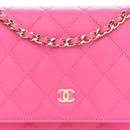 Chanel Caviar Quilted Wallet on Chain WOC Dark Pink 8 of 11