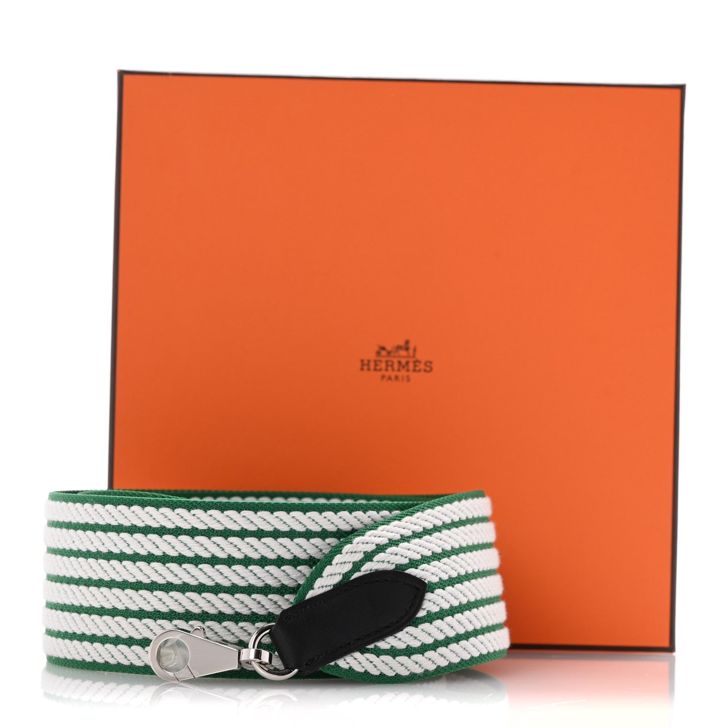 Hermes Toile Swift 50mm Sangle Cordage Shoulder Strap Vert Vertigo Black 6 of 6