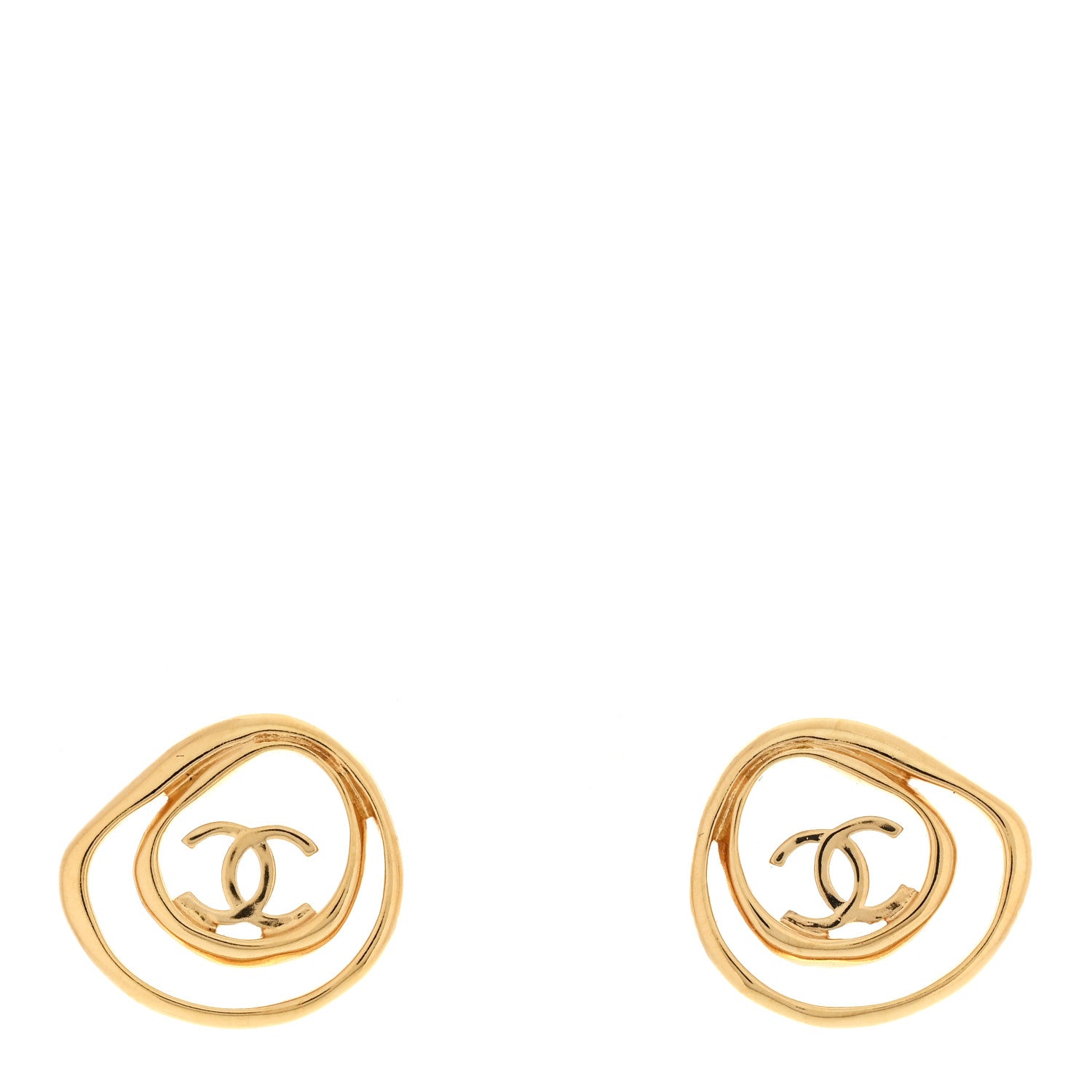 Chanel Metal CC Swirl Earrings Gold 1 of 5