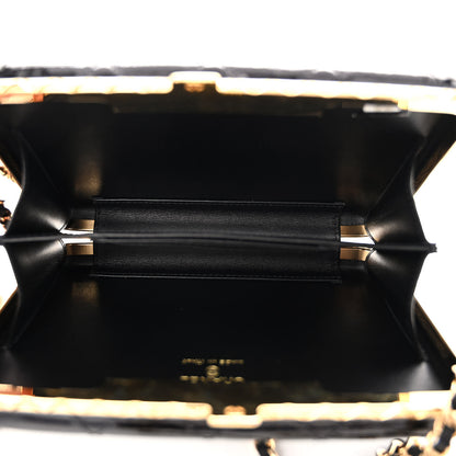 Chanel Glazed Goatskin Quilted Box With Chain Black 5 of 10