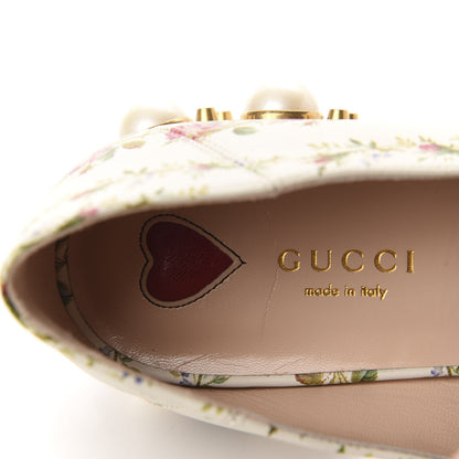 Gucci Calfskin Web Pearl Floral Embellished Peyton Loafer 38 White Multicolor 7 of 10