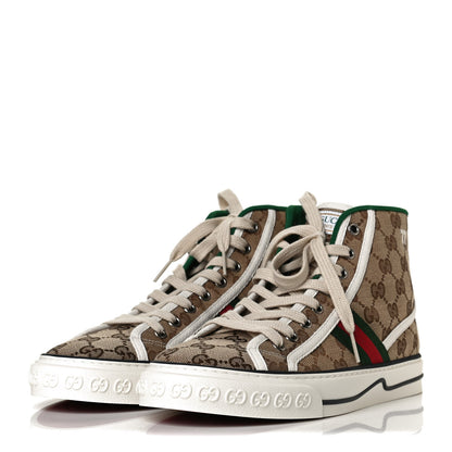 Gucci GG Monogram Web Womens 1977 Tennis High Top Sneakers 39.5 Beige Ebony Mystic White 3 of 7