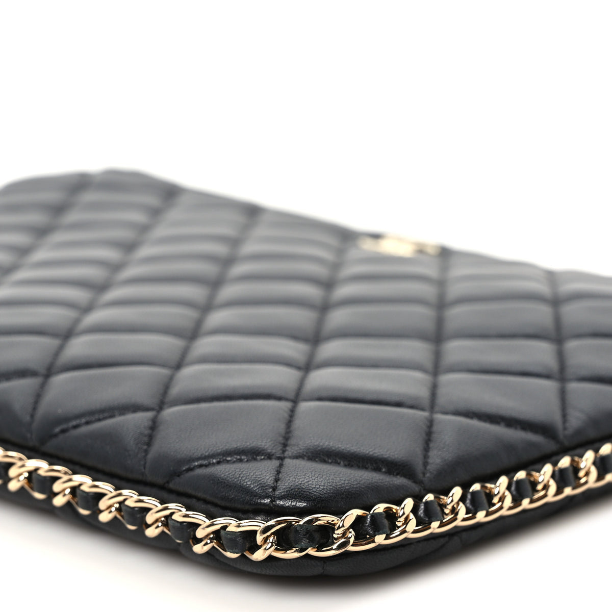 Chanel Lambskin Quilted Chain Around Medium Cosmetic Case Black 10 of 10
