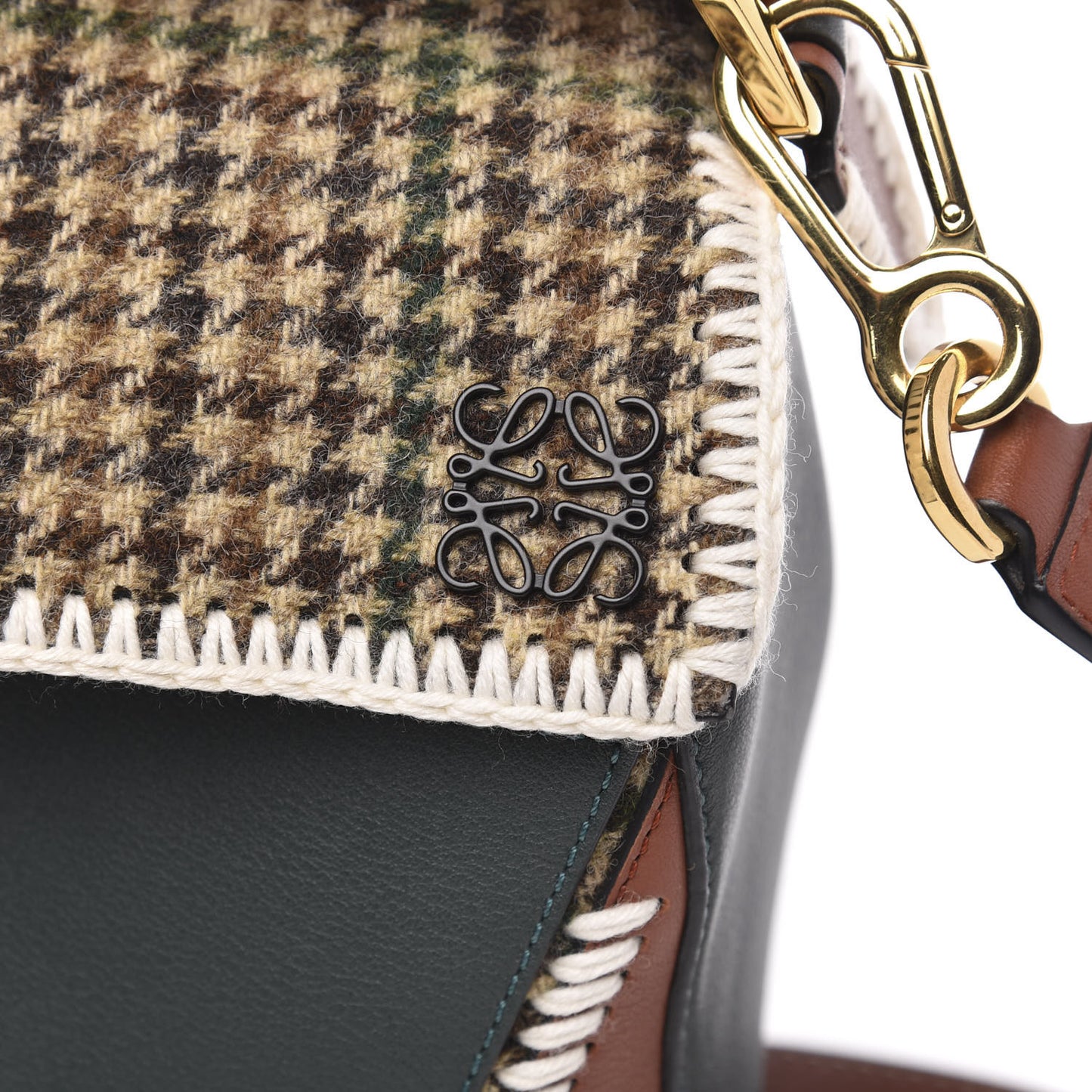 Tweed Calfskin Medium Puzzle Bag Emerald