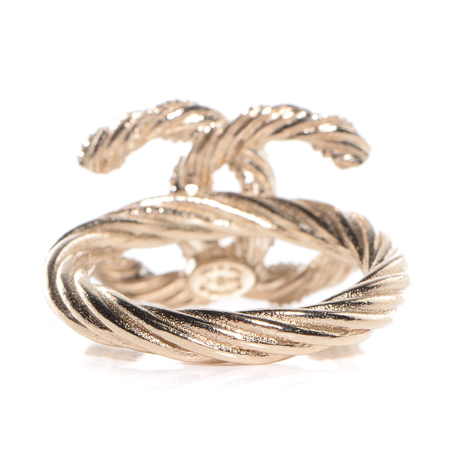 Chanel Crystal Twist CC Ring Light Gold 54 6.75 3 of 6