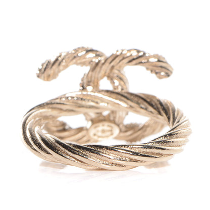 Chanel Crystal Twist CC Ring Light Gold 54 6.75 3 of 6