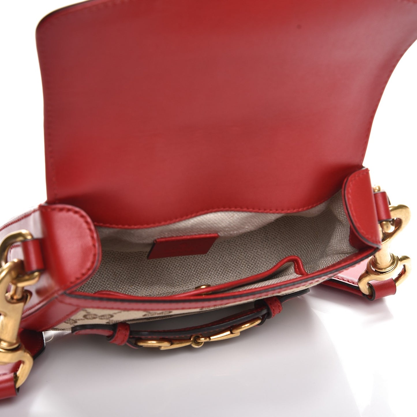Monogram Ruinart Calfskin Small Lady Web Shoulder Bag Beige Ebony Hibiscus Red