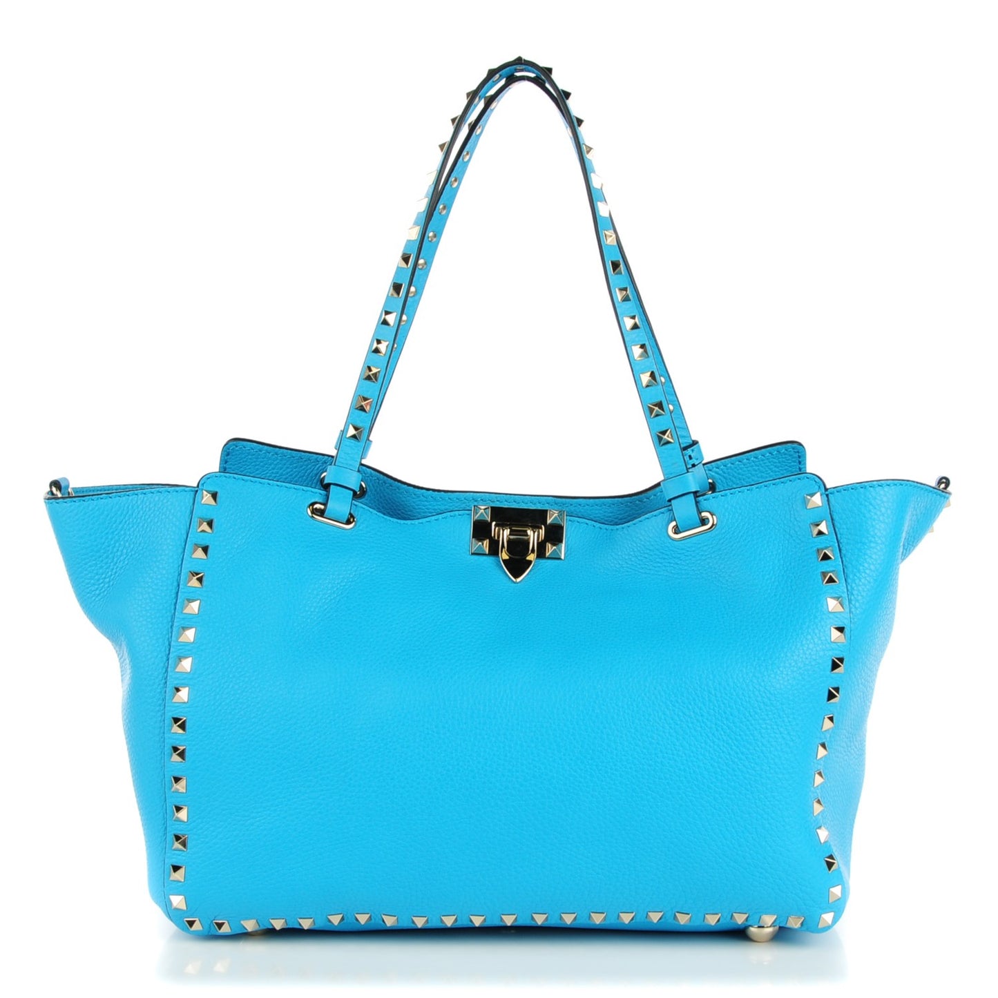 Pebbled Calfskin Medium Rockstud Tote Parrot