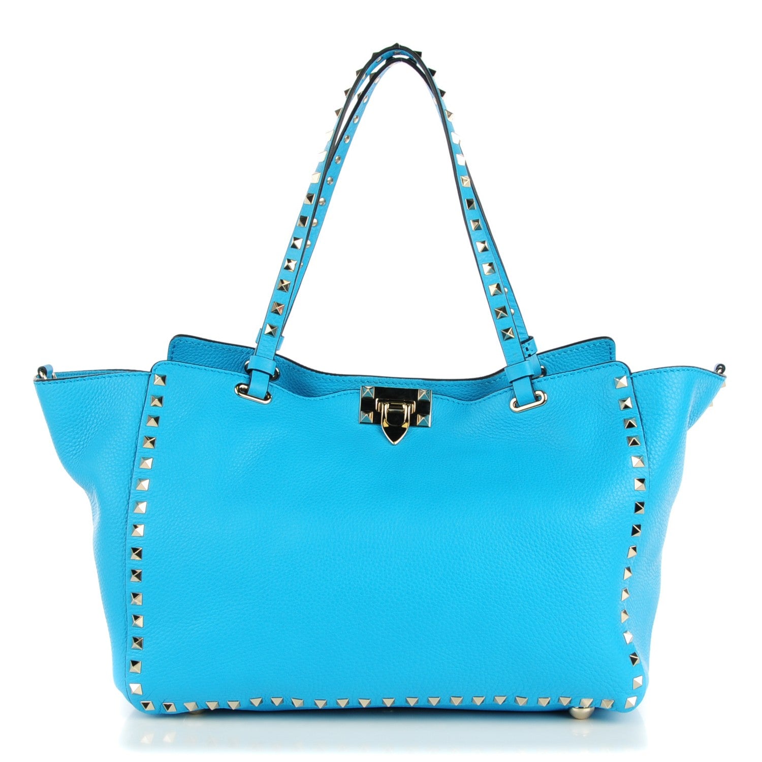 Valentino Garavani Pebbled Calfskin Medium Rockstud Tote Parrot 1 of 8