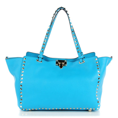Valentino Garavani Pebbled Calfskin Medium Rockstud Tote Parrot 1 of 8