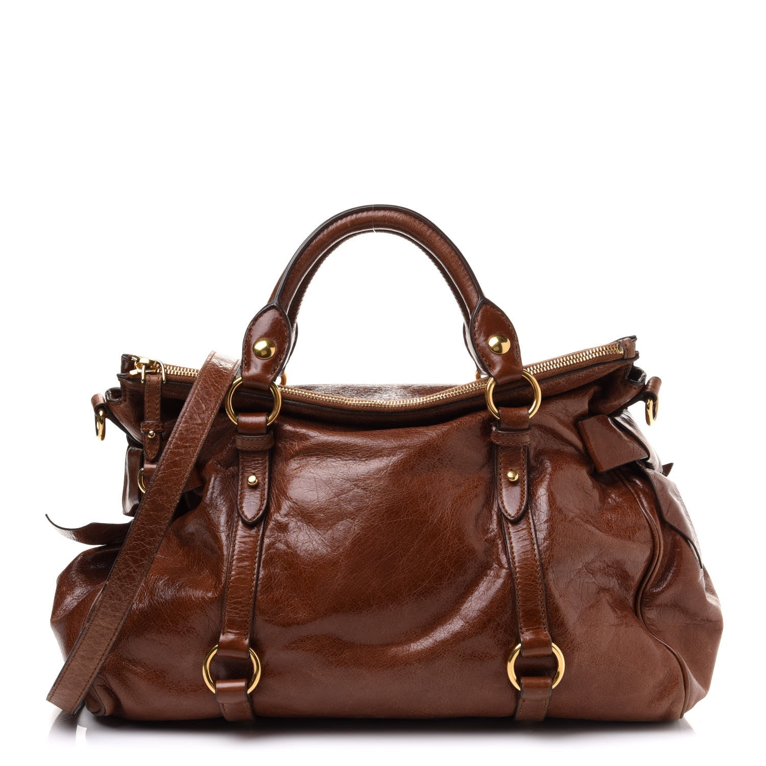 Miu Miu Vitello Lux Medium Bow Bag Palissandro 1 of 16