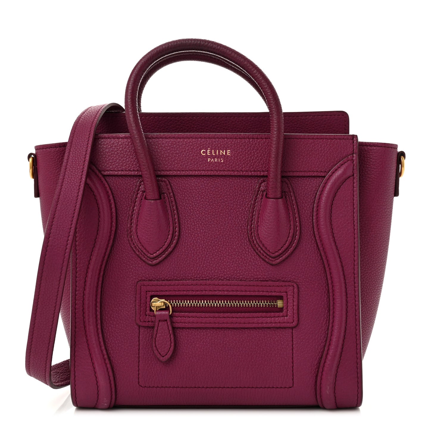Drummed Calfskin Nano Luggage Plum