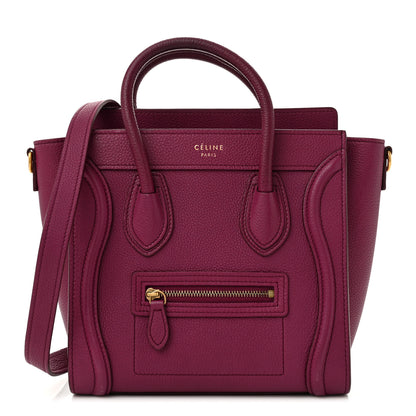 Celine Drummed Calfskin Nano Luggage Plum 1 of 12