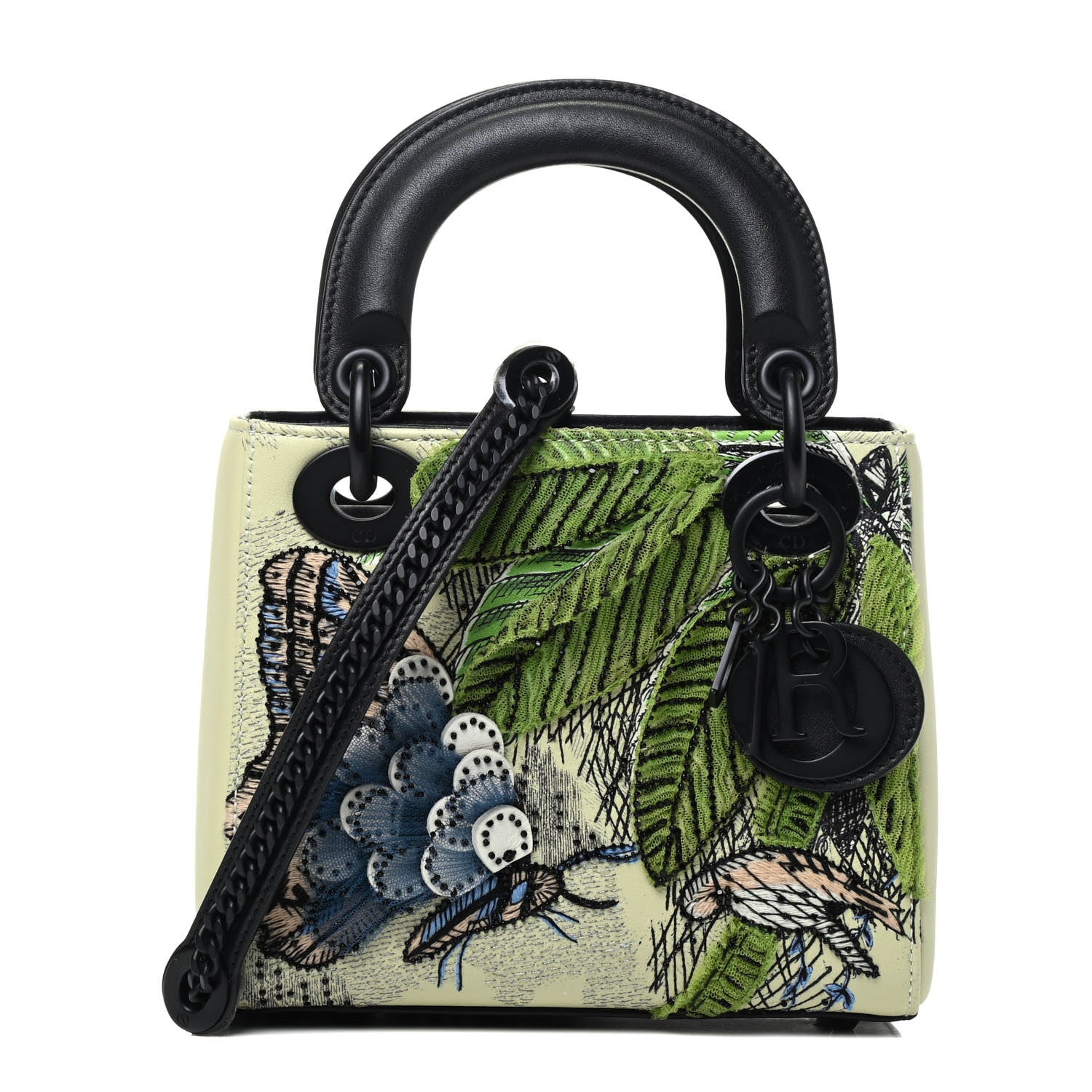 Christian Dior Smooth Calfskin Embroidered Mini Lady Dior Green Black 1 of 10