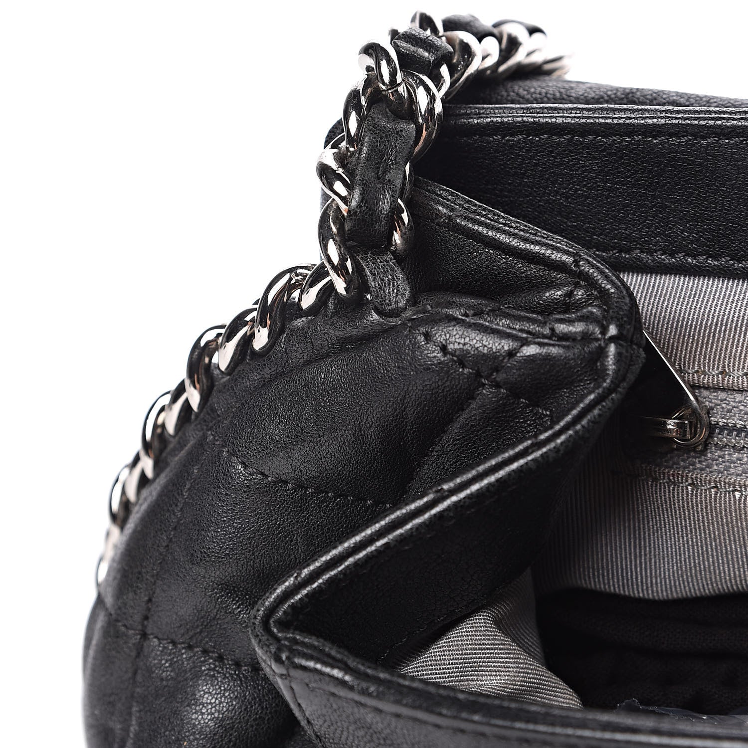 Chanel Washed Lambskin Quilted Medium Chain Around Messenger Black 15 of 15