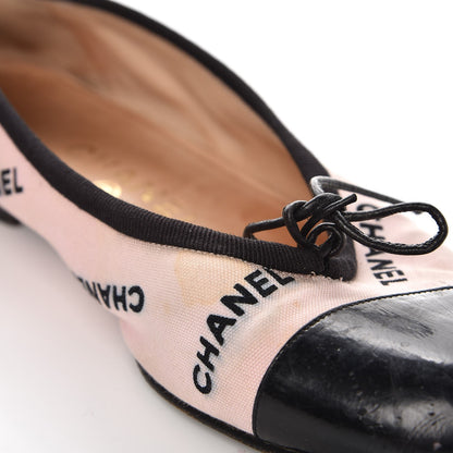 Chanel Printed Canvas Logo Ballet Flats 39.5 Pink Black 16 of 16