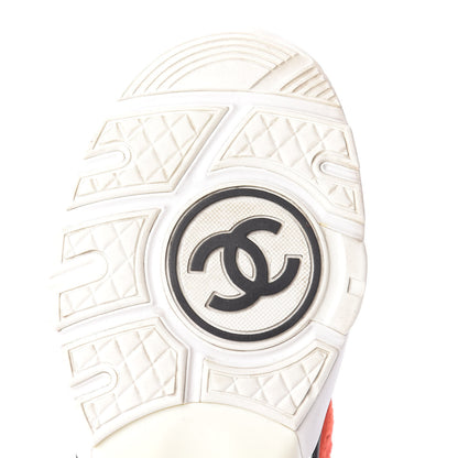 Chanel Tweed Suede Felt CC Sneakers 39 Red 9 of 11