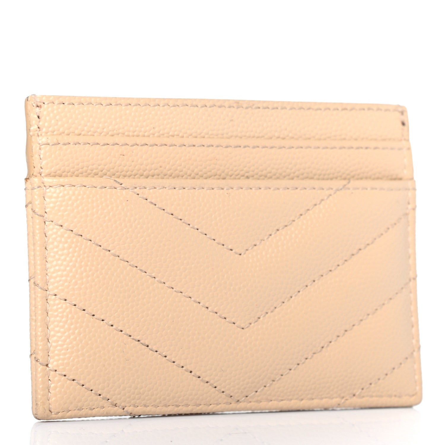 Saint Laurent Grain De Poudre Matelasse Chevron Monogram Credit Card Case Nude Powder 3 of 7