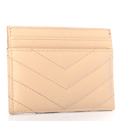 Saint Laurent Grain De Poudre Matelasse Chevron Monogram Credit Card Case Nude Powder 3 of 7