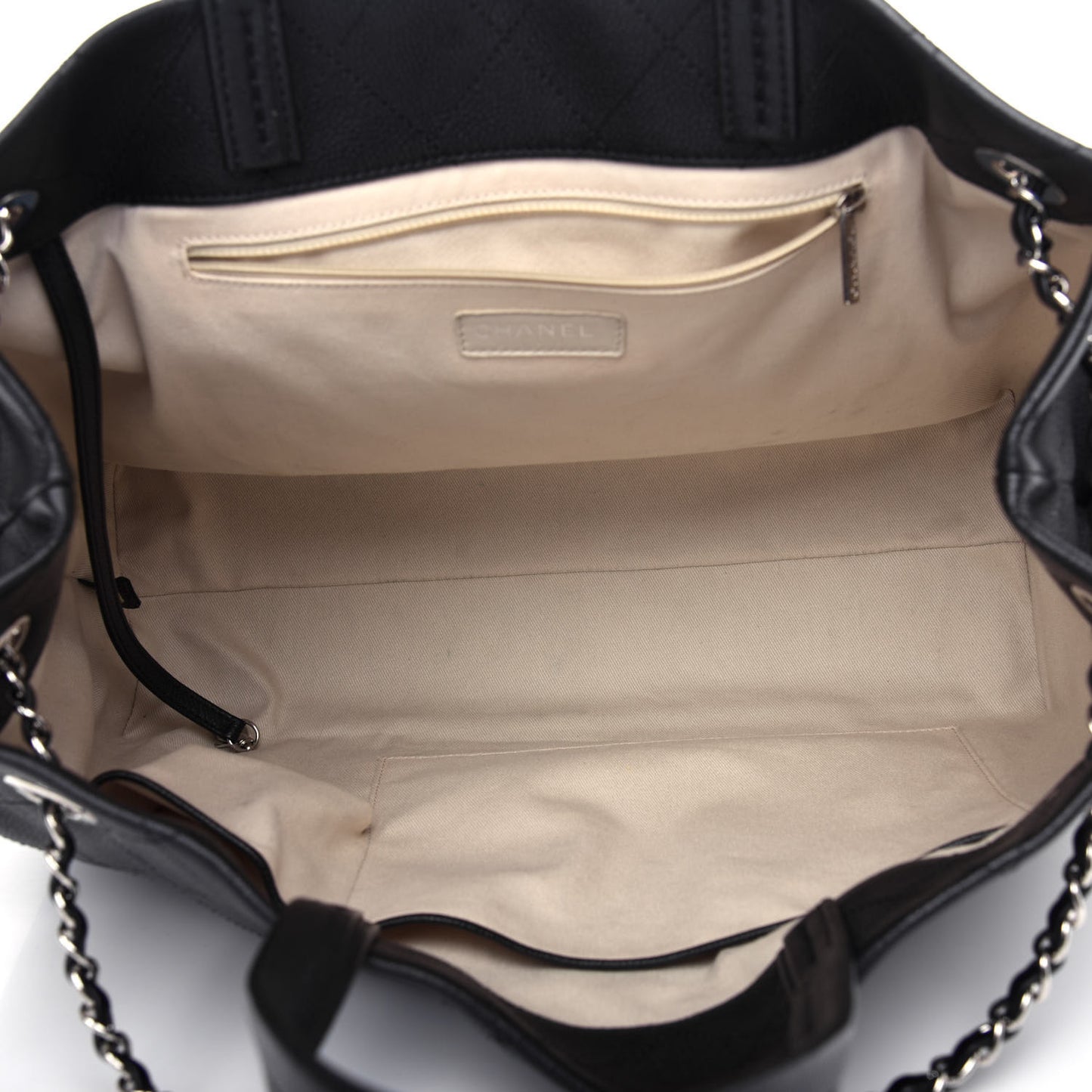 Grained Calfskin CC Pocket Tote Black