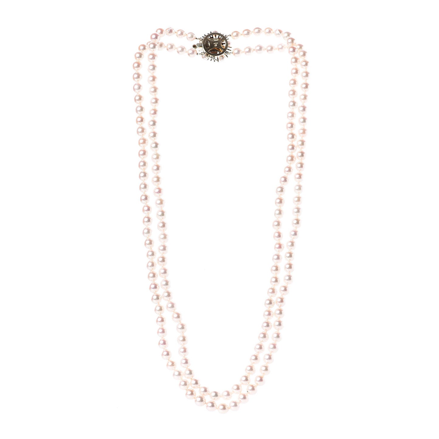 14K Yellow Gold Akoya Pearl Double Strand Necklace 22"