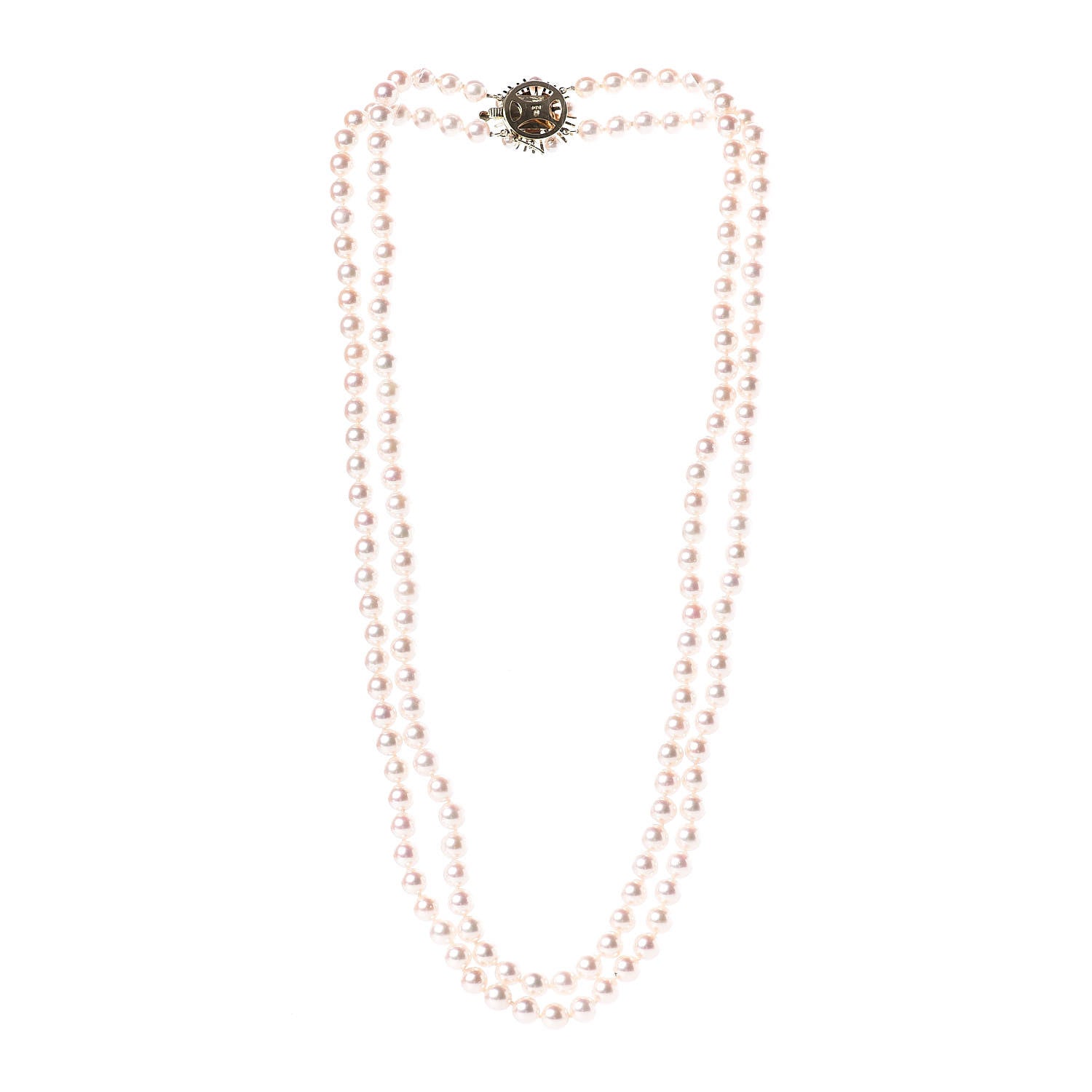 Mikimoto 14K Yellow Gold Akoya Pearl Double Strand Necklace 22" 3 of 6