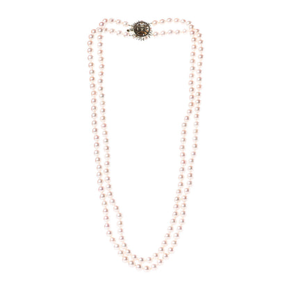 Mikimoto 14K Yellow Gold Akoya Pearl Double Strand Necklace 22" 3 of 6