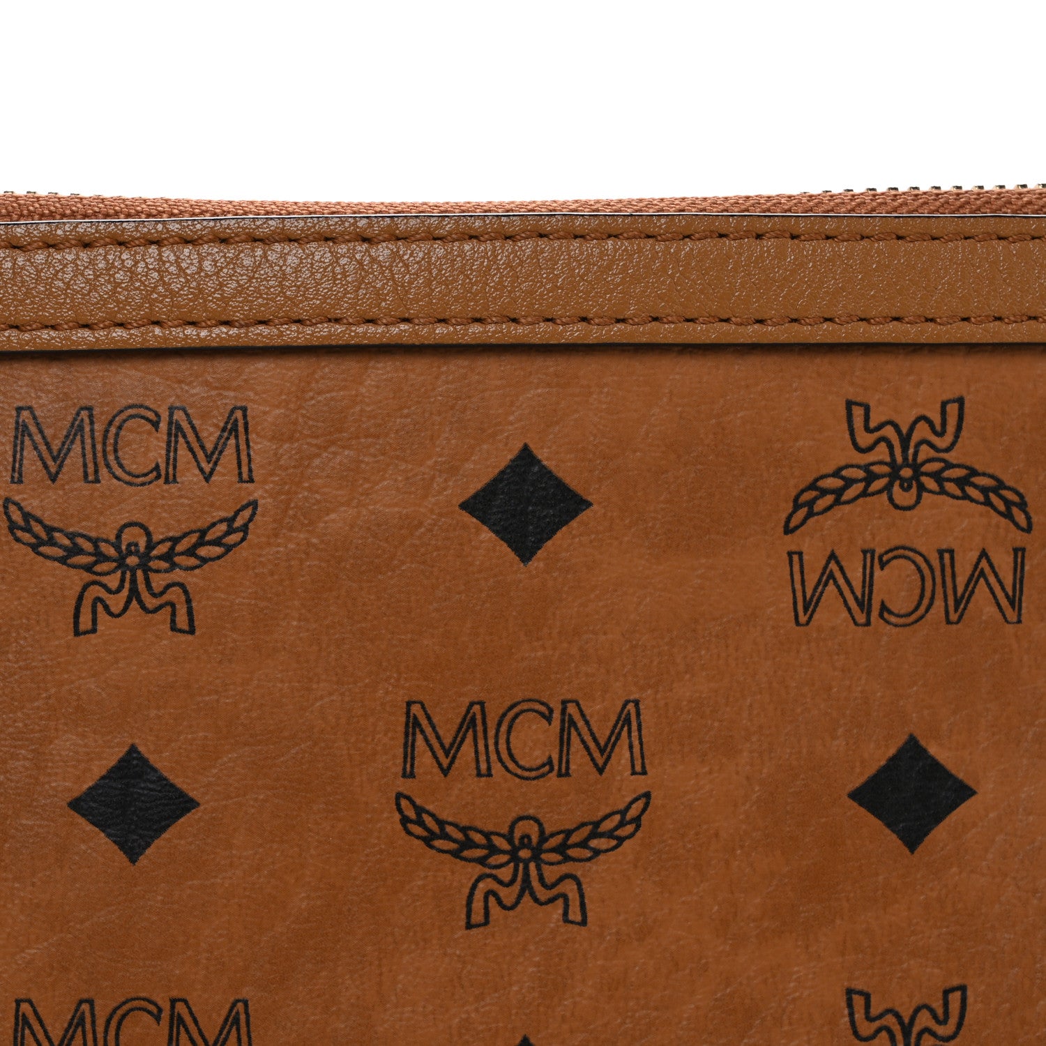 MCM Visetos Medium Stark Wristlet Pouch Cognac 7 of 10